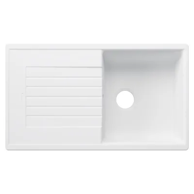 PRONTA CONSEGNA - Blanco | Lavello una vasca con gocciolatoio ZIA 5 S 1527204 finitura soft white da 86x50 cm - Sopratop