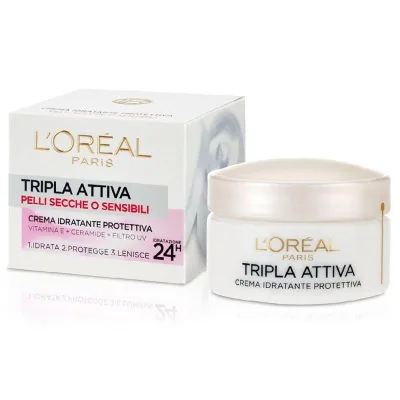 L’Oréal Paris Tripla Attiva Crema Idratante Protettiva Pelli Secche o Sensibili 50 ml