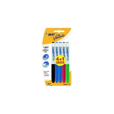 Bic Velleda Grip 4+1 Conf.5 pennarelli per lavagna bianca Punta media Linea 1,2mm