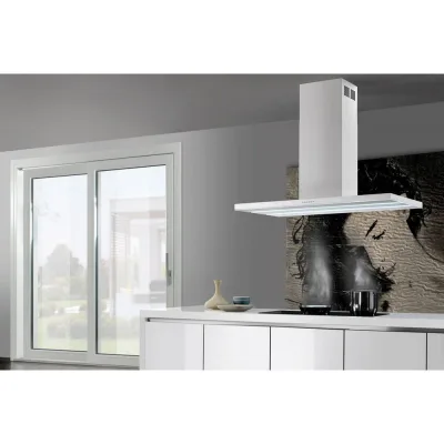 Airone Cappa a isola Verdi finitura bianco opaco - vetro bianco da 120 cm