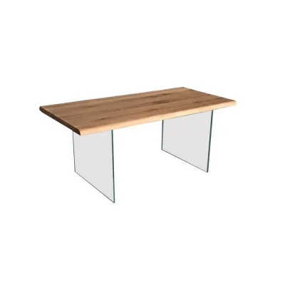 TavoloBello Tavolo fisso Sky con struttura in cristallo e piano in legno da 180x90 cm - Con 2 allunghe optional - VOUCHER EXTRA 19% NEL CARRELLO