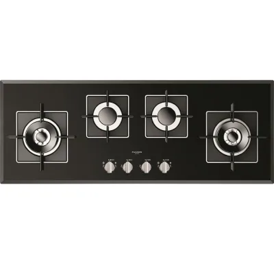 Fulgor Piano cottura a gas FCH 1124 G 2DWK BK finitura vetro nero da 112 cm