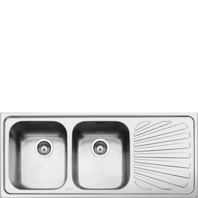 Smeg Lavello due vasche con gocciolatoio a destra SP116D finitura acciaio inox spazzolato da 116 cm - IN PROMOZIONE FINO AL 30/06