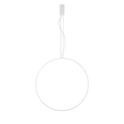 Lampadario a sospensione bianco circolare in metallo, 40W, CCT, 230x80cm
