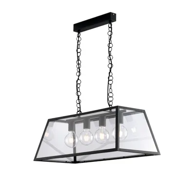 Lampadario a sospensione Nera 4Xe27 80X35X113Cm