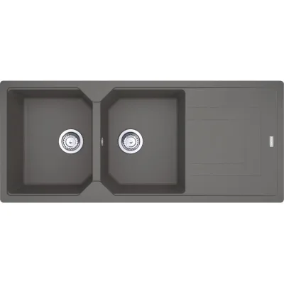 Franke: Lavello due vasche con gocciolatoio Urban Incasso UBG 621 114.0686.788 finitura fragranite stone grey da 116x50 cm
