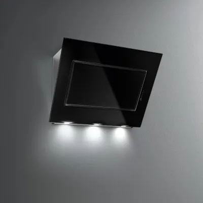 Falmec Cappa a parete Quasar finitura acciaio inox e vetro nero da 90 cm