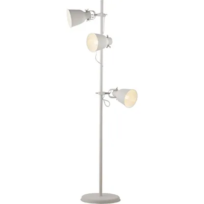 Piantana in metallo bianco, interno bianco, rifiniture in nichel, 3 luci E27, 50x166cm