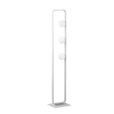 Piantana moderna in alluminio bianco goffrato e vetro bianco, 3 diffusori, 28x140cm