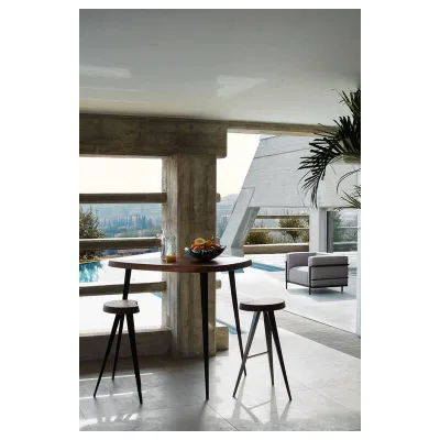 Cassina Sgabello Mexique Stool con struttura in metallo e seduta in legno da h.72