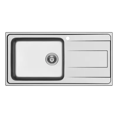 Schock Lavello una vasca con gocciolatoio a destra WAVE D100 L WAVD100LSX finitura inox spazzolato da 100x50 cm