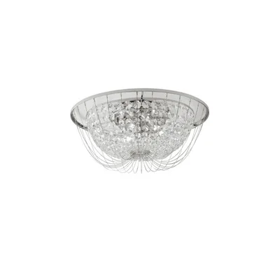 Plafoniera in metallo e cristalli K9 cromato, 4 luci E14, 45x22cm