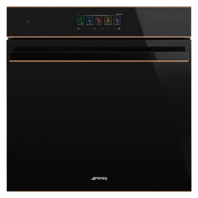 Smeg S Forno compatto combinato vapore Galileo Steam100 Pro SO4606WS4PNR finitura vetro nero e rame da 60 cm