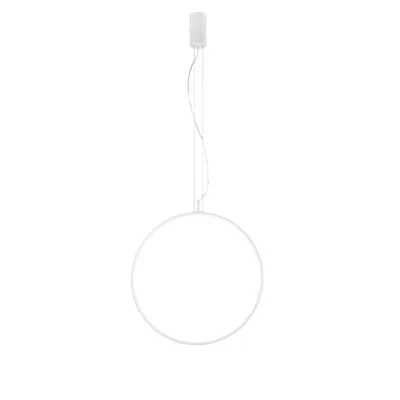 Lampadario a sospensione bianco circolare in metallo, 30W, CCT, 210x60cm