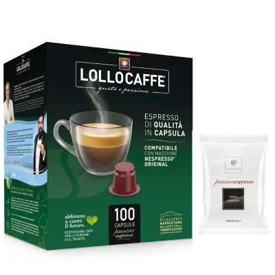 100 Capsule Miscela Nera Lollo Caffè compatibili Nespresso
