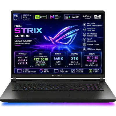 ASUS ROG Strix Scar 18 G835LX-SA008W Intel Core Ultra 9 275HX 64GB NVIDIA GeForce RTX 5090 SSD 2TB 18'' 2.5K 240Hz Win11
