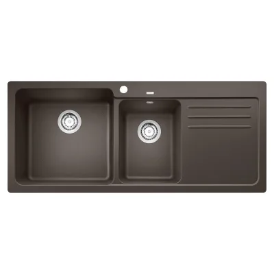 PRONTA CONSEGNA - Blanco | Lavello una vasca con gocciolatoio dx NAYA 8 S 1519661 finitura caffè da 116x50 cm - Sopratop