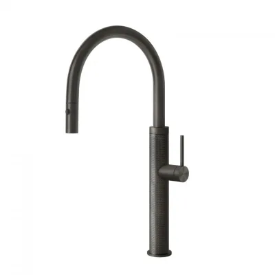 Gessi Miscelatore monocomando con doccetta estraibile Kitchen Cesello 60026 707 finitura Black Metal Brushed