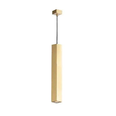 Lampadario a sospensione struttura quadrata in metallo oro, lampadina GU10, 6x200x60cm