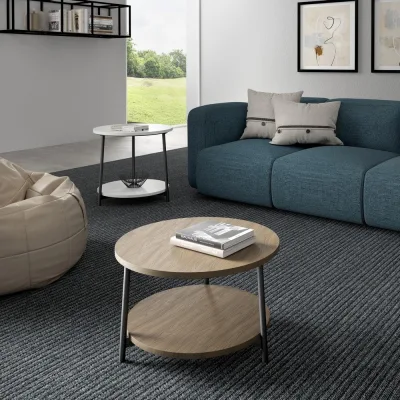Maconi Tavolino rotondo Milord 1057 con piano in melaminico da 59 cm e h. 35 cm serie Coffee Table collection | 2 piani