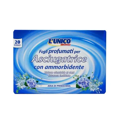 L'unico Originale Fogli Profumati Aria Di Primavera Per Asciugatrice Con Ammorbidente 20 pz