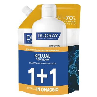 Ducray Kelual Squanorm Kit Shampoo Idratante Forfora Secca 400 Ml +1 Ricarica 400 Ml