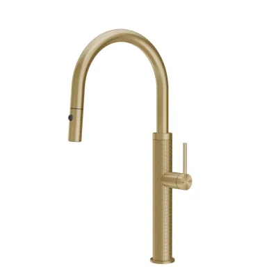 Gessi Miscelatore monocomando con doccetta estraibile Kitchen Meccanica 60024 727 finitura Brass Brushed - IN PROMOZIONE FINO AL 6/07