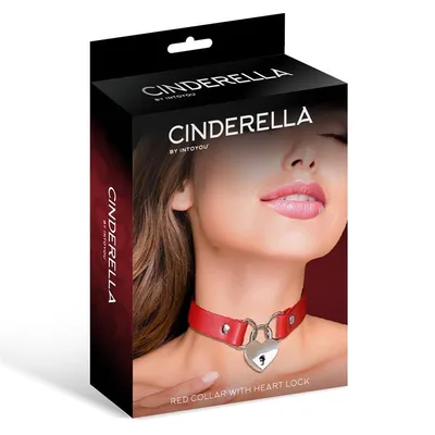 Collare BDSM Rosso con Lucchetto Cuore Fetish Pelle Vegana Regolabile Unisex