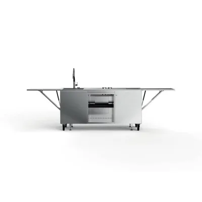 Bautek Foster Cucina da esterno a libera installazione FINALMENTE 7555 004 in acciaio inox da 185/327 cm