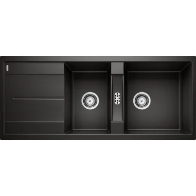 Blanco | Lavello due vasche con gocciolatoio METRA 8 S 1525934 finitura nero da 116x50 cm - Sopratop