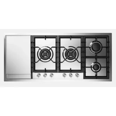 Ilve Piano cottura gas filotop Professional Plus HCPT125FDD in acciaio inox da 118 cm - Con fry top
