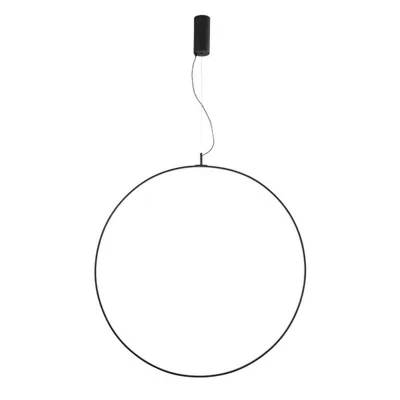 Lampada a sospensione nera circolare in metallo, 50W, CCT, 270x100cm