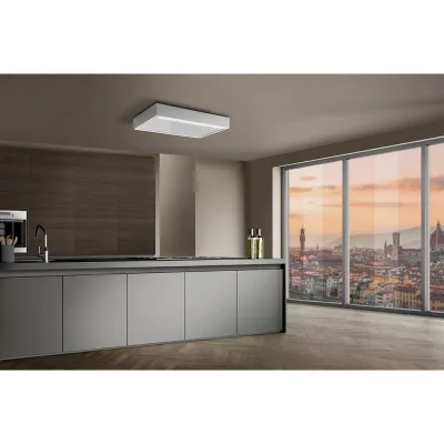 Airone Cappa a soffitto Tintoretto finitura bianco opaco e vetro bianco da 90 cm
