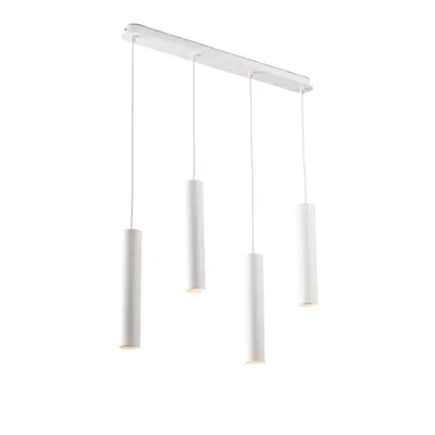 Lampadario a sospensione in metallo bianco, 4 pendenti, lampadine GU10, 68x200cm