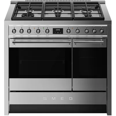 Smeg Cucina A10G002PTX con doppio forno e piano cottura gas finitura acciaio inox da 100x60 cm
