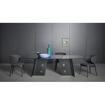 Bonaldo Tavolo fisso Botón con struttura in metallo e piano in vetro da 250x118 cm