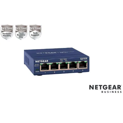 NETGEAR GS105GE Switch Unmanaged 5 porte Gigabit, Garanzia a vita e NBD GS105GE