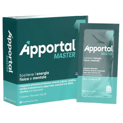 Apportal master 14 bustine da 7,5 g con edulcorante gusto arancia e passion fruit senza glutine senza lattosio