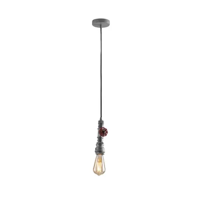 Lampadario a sospensione stile industrial zincato in metallo invecchiato, 1 luce E27, 12x120cm