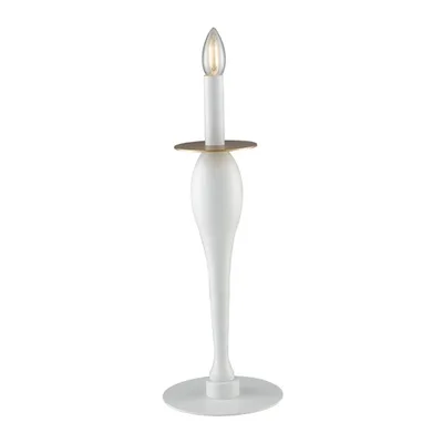 Lampada da tavolo classica in metallo bianco e piattino oro, 1 lampadina E14, 45x18cm