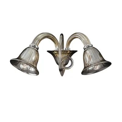 Applique elegante in vetro champagne, 2 luci E14, 37x23.5cm