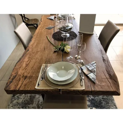 TavoloBello Tavolo fisso Wood con struttura a scelta e piano in quercia secolare da 180x90/100 cm - VOUCHER EXTRA 19% NEL CARRELLO