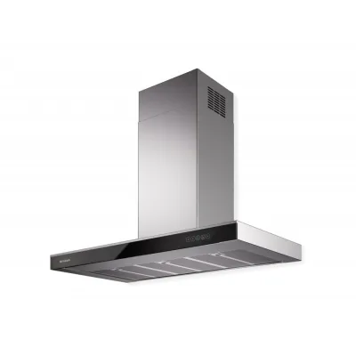 Faber Cappa a parete ONYX-T X/V A90 325.0541.070 finitura acciaio inox e vetro nero da 90 cm