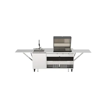 Bautek Foster Cucina da esterno a libera installazione FINALMENTE 7555 005 in acciaio inox da 185/327 cm