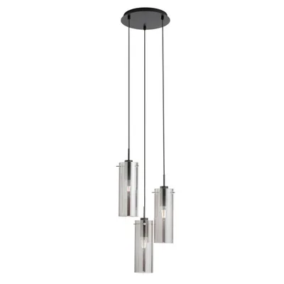 Lampadario a sospensione nero in vetro, 3 diffusori, stile contemporaneo, 150x27.3cm
