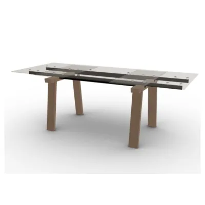 Calligaris OUTLET Tavolo allungabile Levante CS4091-R 140 con gambe in faggio P02 e piano in vetro GTB da 140(220)x90 cm