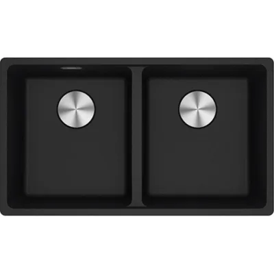 Franke: Lavello due vasche Vasche Sopratop Maris MRG 620-35-35 114.0661.683 finitura fragranite nero da 76x44 cm
