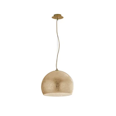 Lampadario a sospensione oro in vetro con decoro foglia, 1 diffusore, 120x40cm