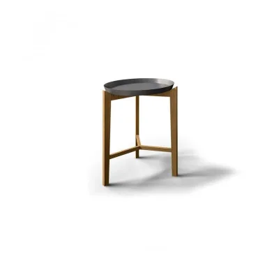 Unopiù Tavolino rotondo fisso FRESBEE con struttura a scelta e piano in alluminio da Ø46/49 cm