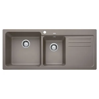 Blanco Lavello una vasca con gocciolatoio dx NAYA 8 S 1519660 finitura tartufo da 116x50 cm - Sopratop